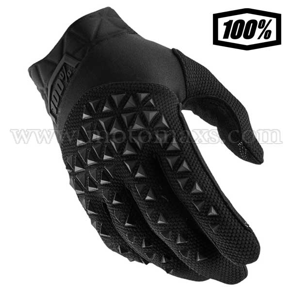 Guantes Cross 100% "Airmatic" Negros Carbón.