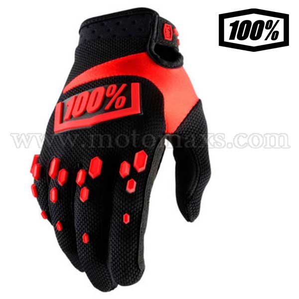 Guantes Cross 100% "Airmatic" Negros-Rojos.