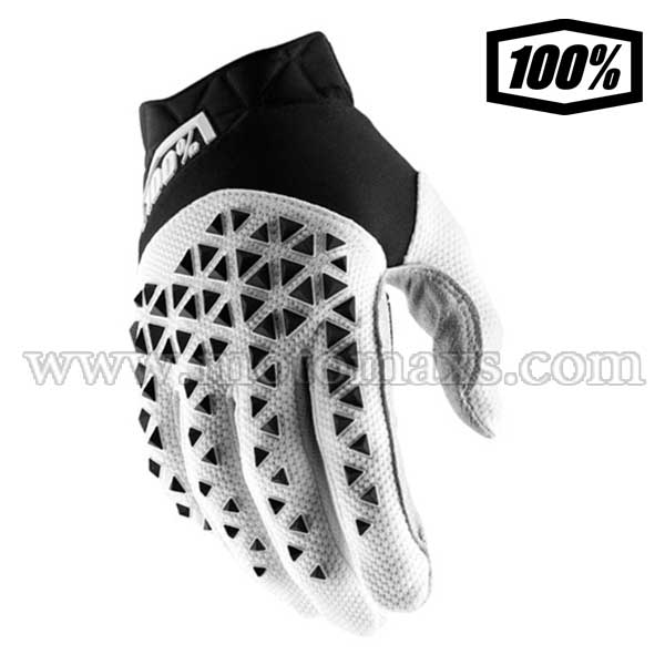 Guantes Cross 100% "Airmatic" Negros-Blancos-Grises.