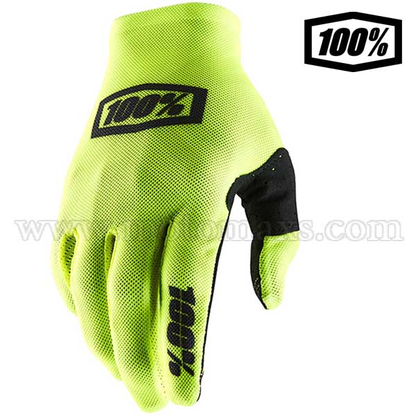 Guantes Cross 100% "Celium 2" Amarillos Fluo-Negros.