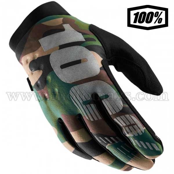 Guantes Cross 100% "Brisker" Camo-Negros.