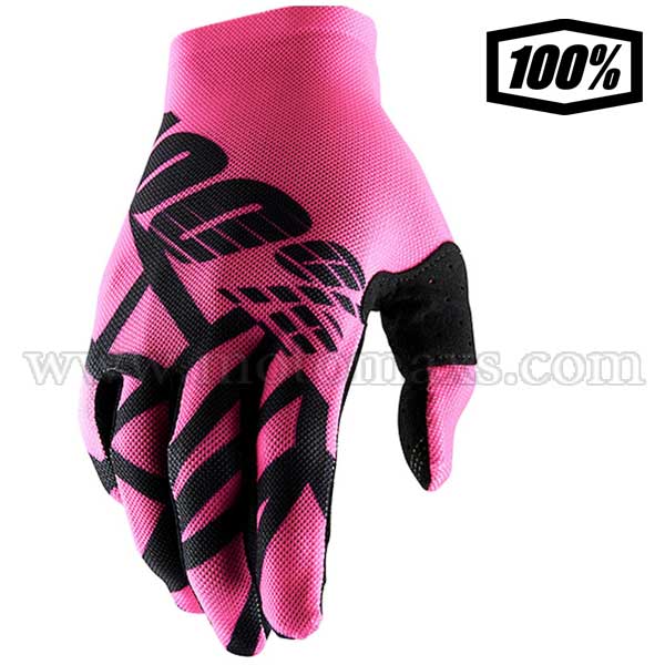 Guantes Cross 100% "Celium 2" Rosas Neón-Negros.