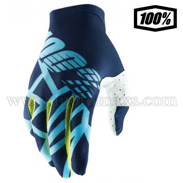 Guantes Cross 100% "Celium 2" Azul Marino-Amarillo Fluo.