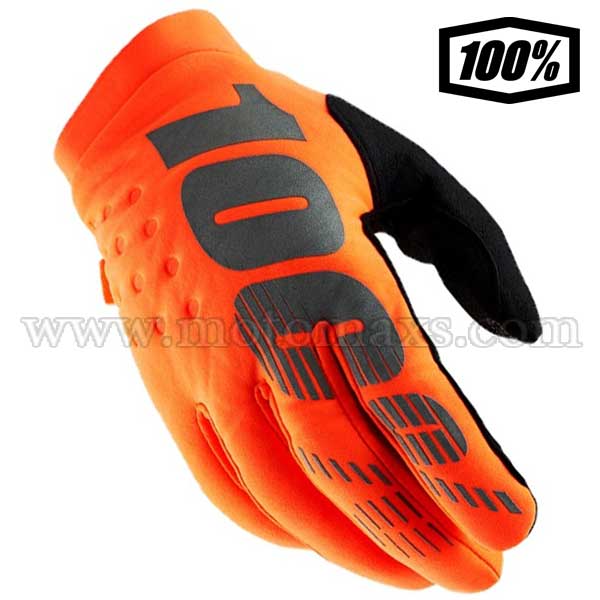 Guantes Cross 100% "Brisker" Naranjas Fluo-Negros.