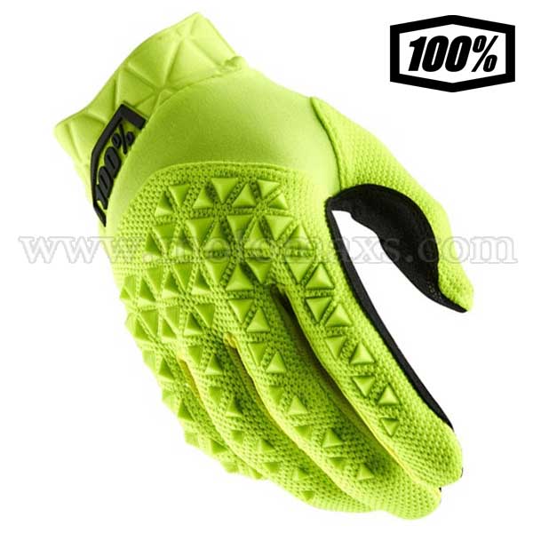 Guantes Cross 100% "Airmatic" Amarillos Fluo-Negros.