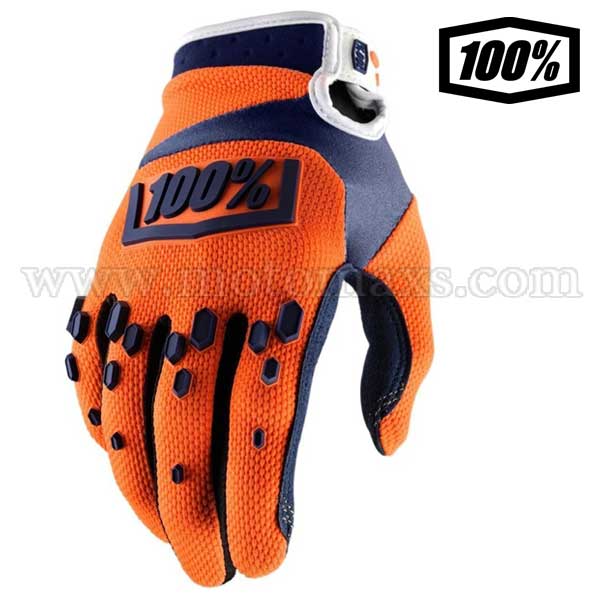 Guantes Cross 100% "Airmatic" Naranjas-Azules Marinos.