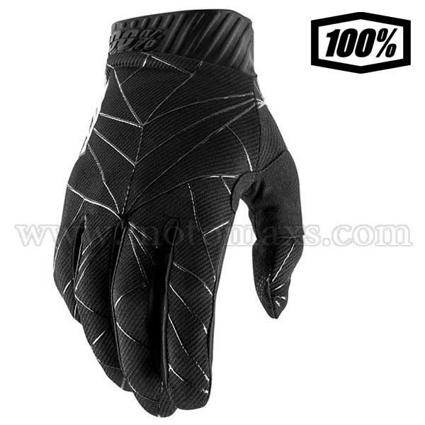 Guantes Cross 100% "Ridefit" Negros-Blancos.