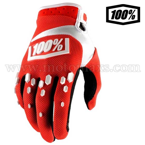 Guantes Cross 100% "Airmatic" Rojos-Blancos.