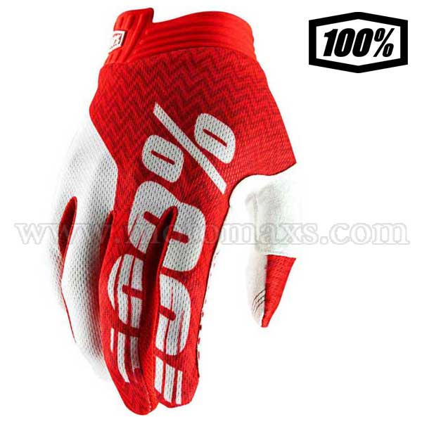 Guantes Cross 100% "iTrack" Rojos-Blancos.