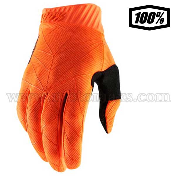Guantes Cross 100% "Ridefit" Naranjas Fluo-Negros.