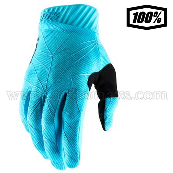 Guantes Cross 100% "Ridefit" Azules Hielo-Negros.