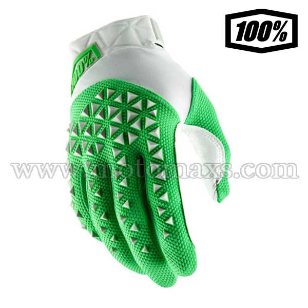 Guantes Cross 100% "Airmatic" Grises Fluo-Lima.