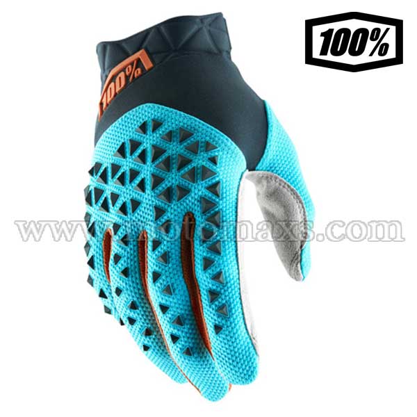 Guantes Cross 100% "Airmatic" Grises Acero-Azules Hielo-Bronce.