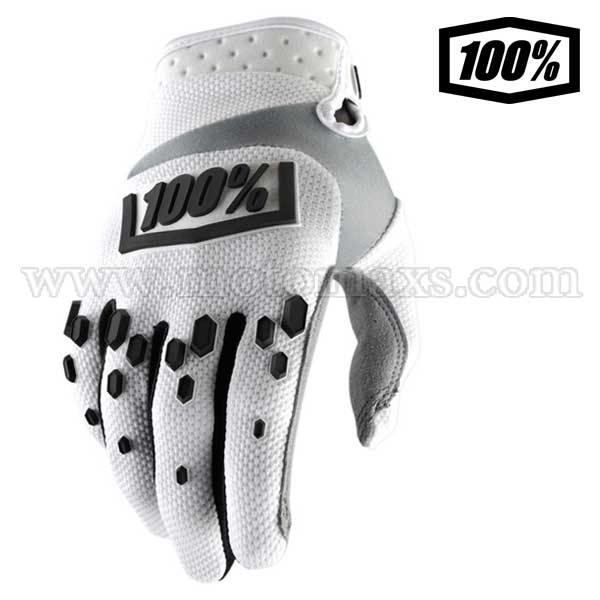 Guantes Cross 100% "Airmatic" Blancos-Negros.