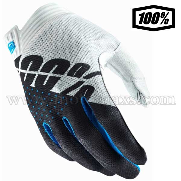 Guantes Cross 100% "iTrack" Blancos-Grises Acero.