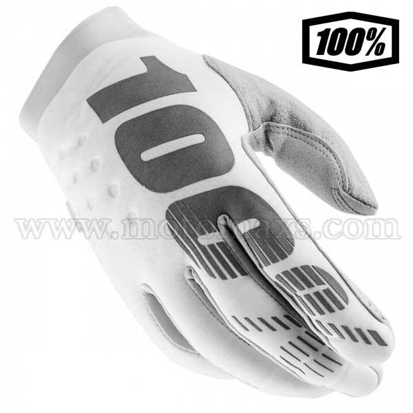 Guantes Cross 100% "Brisker" Blancos-Grises.