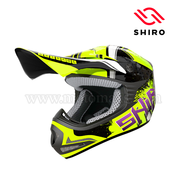 Casco Cross Niño Shiro MX-306 "Brigade" Amarillo Fluor.