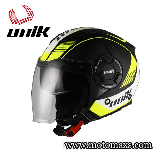 Casco Jet Unik "CJ-11 WOLF" Negro-Amarillo Mate
