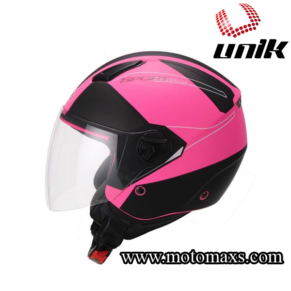 Casco Jet UNIK CJ-16 SPORT Rosa - Negro Mate