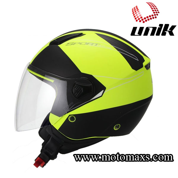 Casco Jet UNIK CJ-16 SPORT Amarillo - Negro Mate