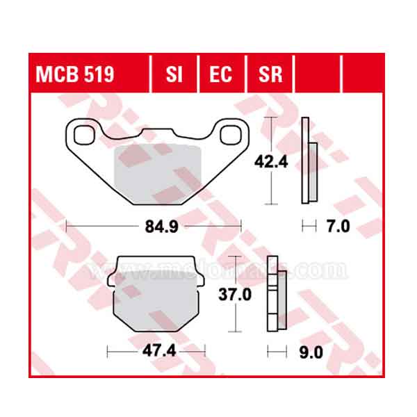 Pastillas Freno TRW MCB519 Orgánica
