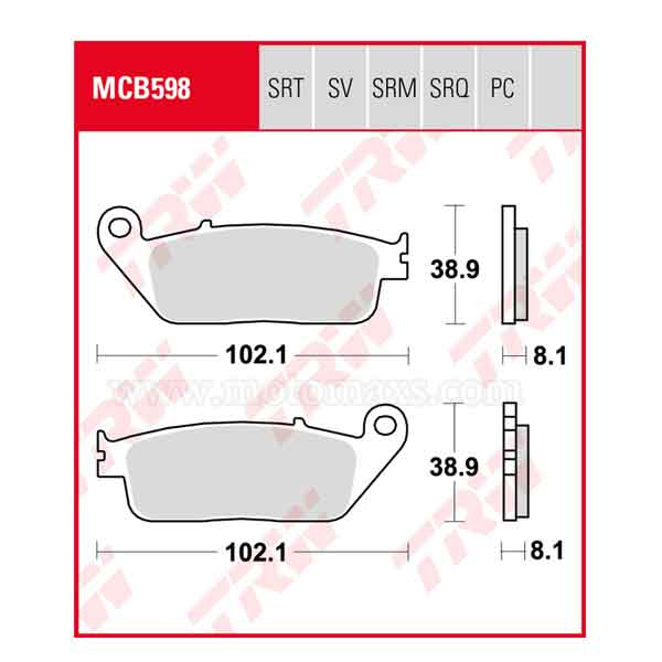 Pastillas Freno TRW MCB598PC Orgánica-Carbono