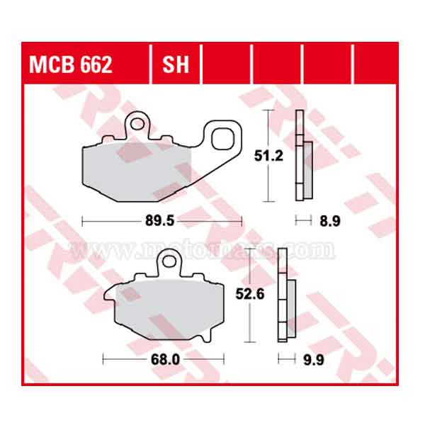 Pastilla Freno TRW MCB662 Orgánica