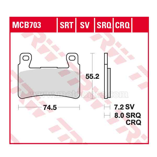 Pastilla Freno TRW MCB703SRQ Sinterizada