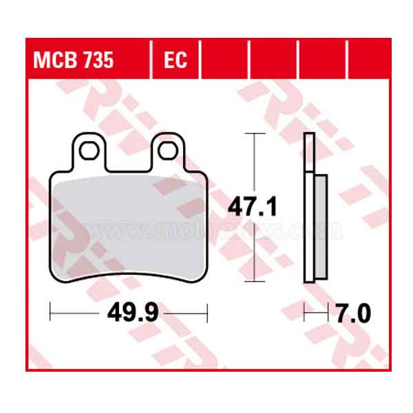 Pastilla Freno TRW MCB735 Orgánica