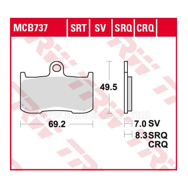 Pastilla Freno TRW MCB737SRT Sinterizada