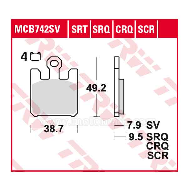 Pastilla Freno TRW MCB742CRQ Hyper-Carbono