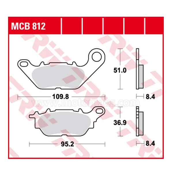 Pastilla Freno TRW MCB812 Orgánica