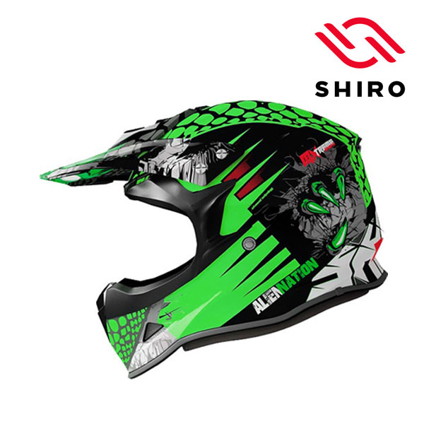 Casco Cross Niño Shiro MX-308 "Alien Nation" Verde Fluor