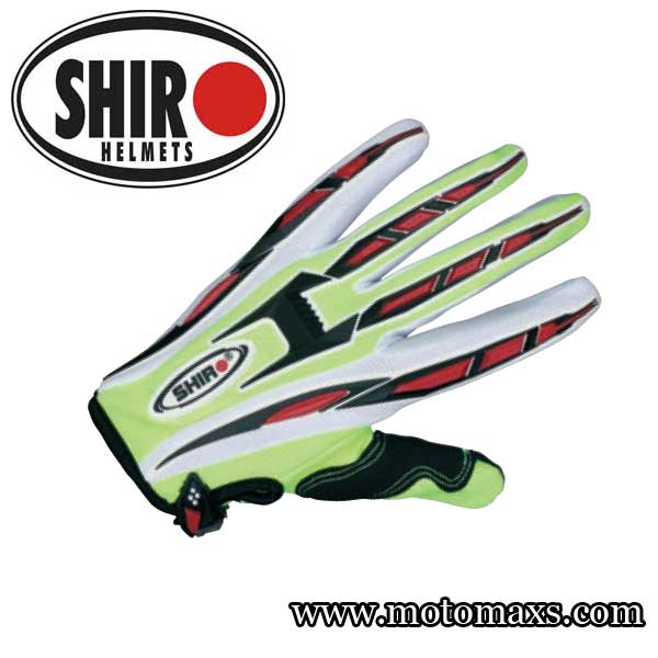 Guantes Cross Shiro "MX-01" Verde Fluor.