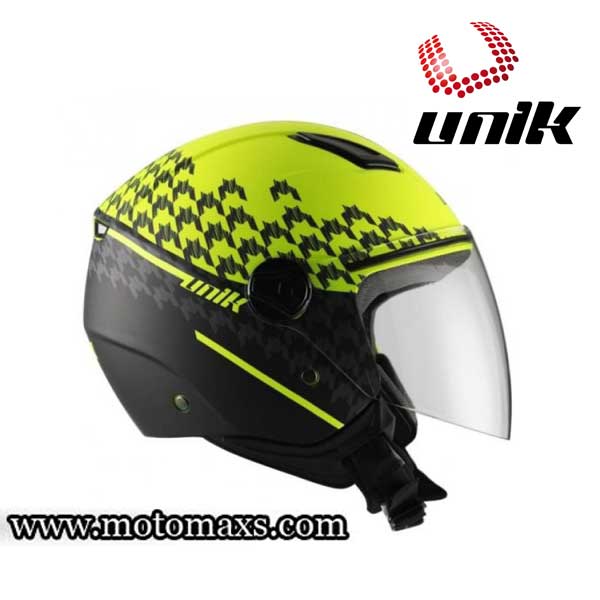 Casco Jet UNIK CJ-16 TREND Amarillo - Negro Mate