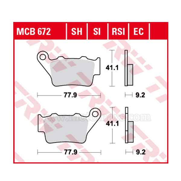 Pastillas Freno TRW MCB672SH Sinterizada