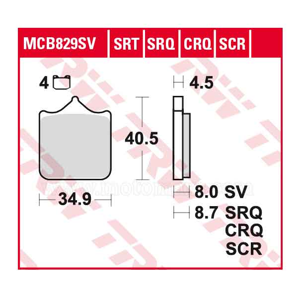 Pastilla Freno TRW MCB829SV Sinterizada