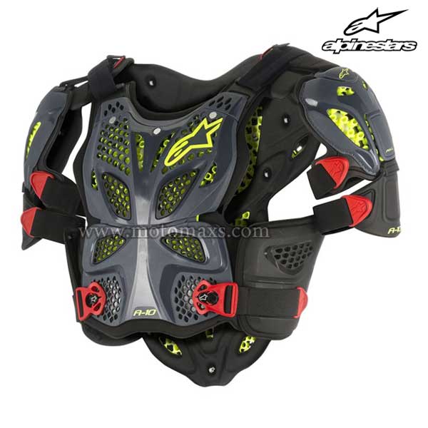 Peto Protector Alpinestars "A-10" Antracita-Negro-Rojo.