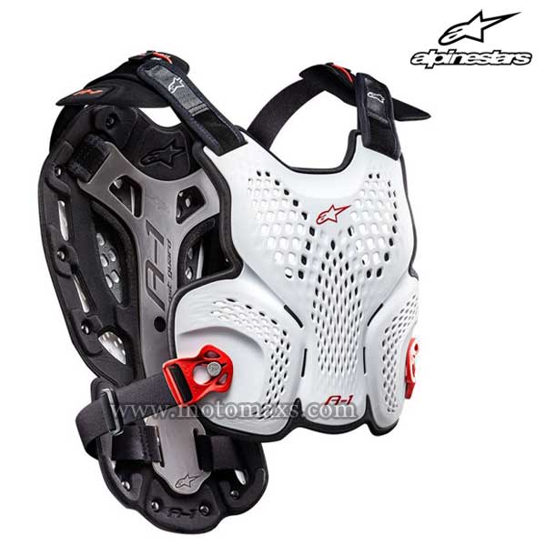 Peto Protector Alpinestars "A-1" Blanco-Negro-Rojo.