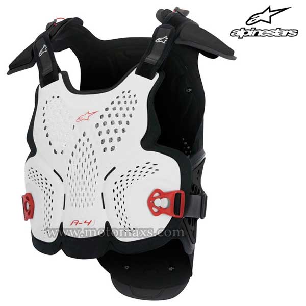 Peto Protector Alpinestars "A-4" Blanco-Negro-Rojo.