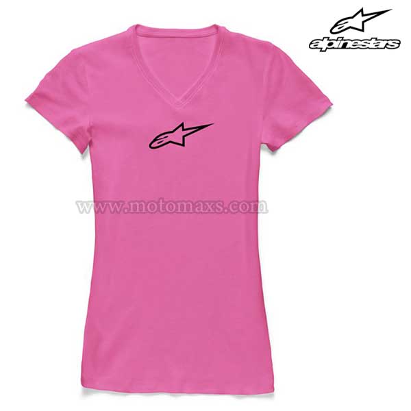 Camiseta Alpinestars "Ageless Women V Neck" Rosa.