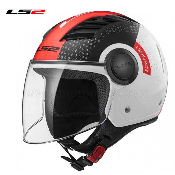 Casco Jet LS2 Airflow OF562 "Condor" Blanco-Negro-Rojo.