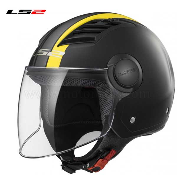 Casco Jet LS2 Airflow OF562 "Metropolis" Negro Mate-Amarillo.
