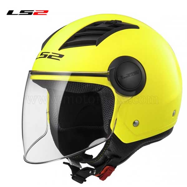 Casco Jet LS2 Airflow OF562 "Solid" Amarillo Fluo Mate.