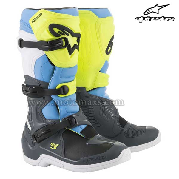 Botas Alpinestars "Tech 3" Grises-Amarillas FL-Cian.