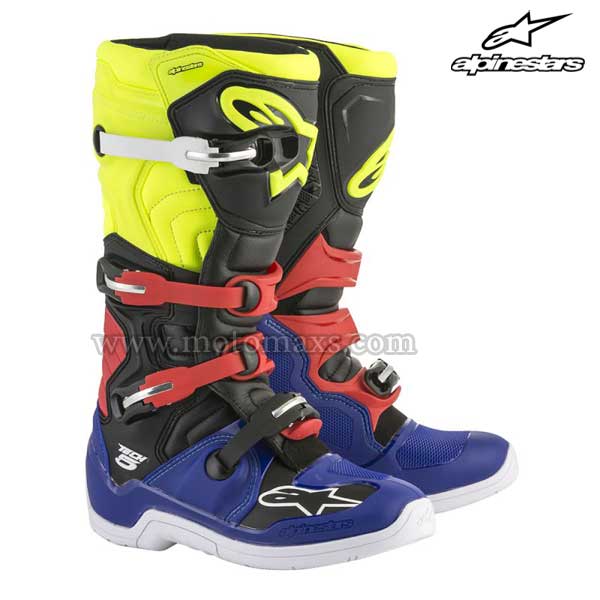 Botas Alpinestars "Tech 5" Azules-Negras-Amarillas FL-Rojas.