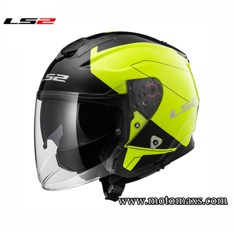 Casco Jet LS2 Infinity OF521 "Beyond" Negro-Amarillo.