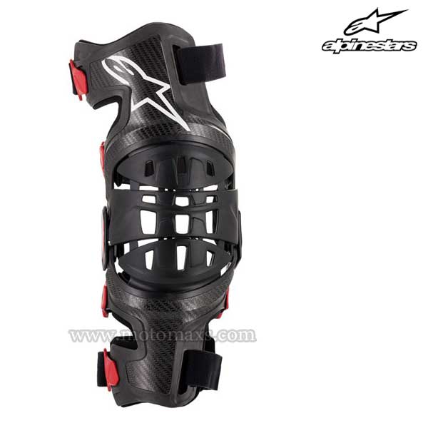Rodillera Alpinestars Izquierda "Bionic-10 Carbon" Negra-Roja.