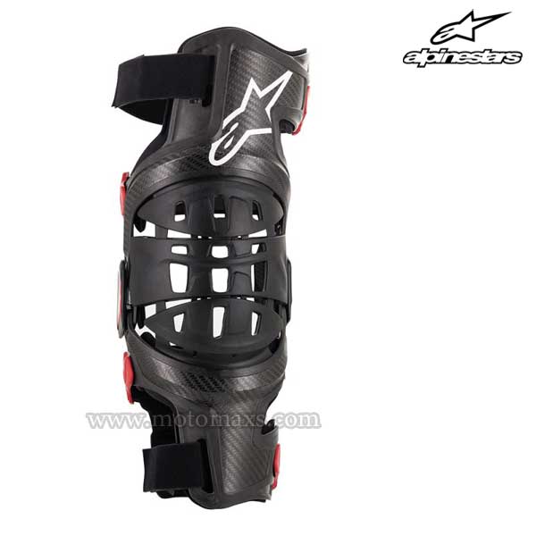Rodillera Alpinestars Derecha "Bionic-10 Carbon" Negra-Roja.
