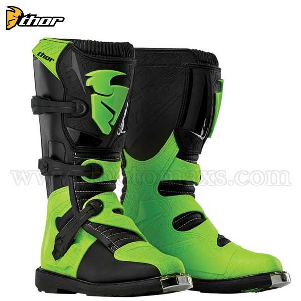 Botas Cross Thor Infantil "Blitz" Negras-Verdes.